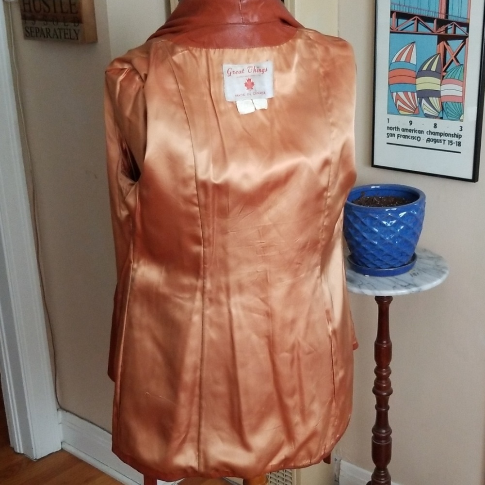 VTG Buttery Smooth Cognac Brown Leather Jacket - Picture 6 of 8